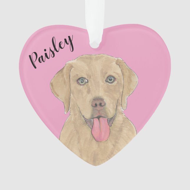 Adorno Corazón rosado personalizado Dudley Labrador (Anverso)
