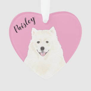 Adorno Corazón rosado personalizado Samoyed Eskimo Dog