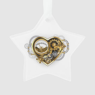 Adorno Corazón steampunk con manómetro