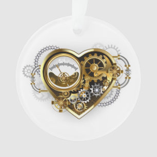 Adorno Corazón Steampunk con un Manómetro