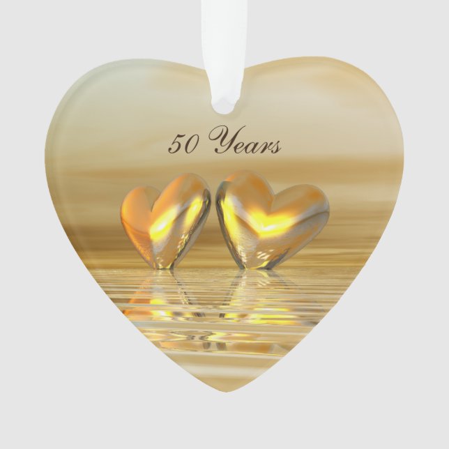 Adorno Corazones de Aniversario Dorado (Anverso)