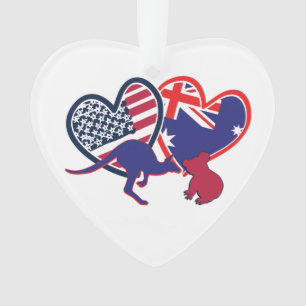 Adorno Corazones de bandera de Australia y Estados Unidos