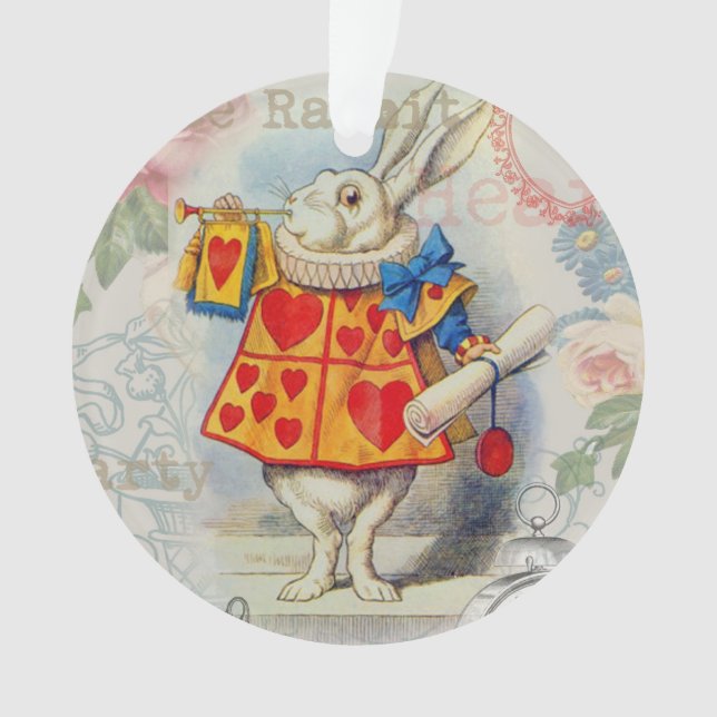 Adorno Corazones de Conejo Blanco Alice Clásico (Anverso)