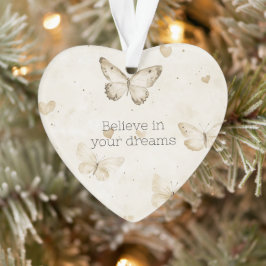 Adorno Corazones de Crema Mariposas Navidad