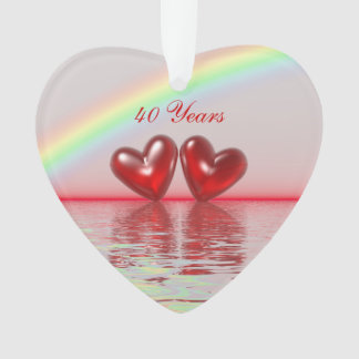 Adorno Corazones de rubí a 40 años