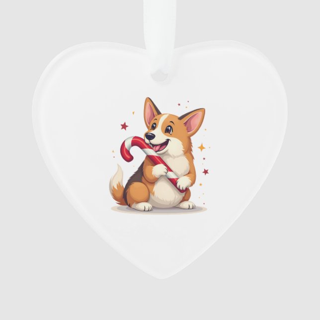 Adorno Corgi Candy Cane Joy (Anverso)