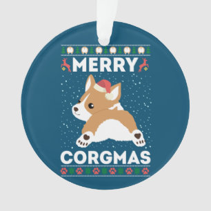 Adorno Corgi Ugly Navidades Sweater Style Merry Corgmas
