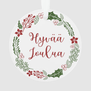 Adorno Corona navideña finlandesa, Hyvää joulua