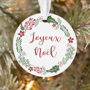Adorno Corona navideña francesa, Joyeux Noël
