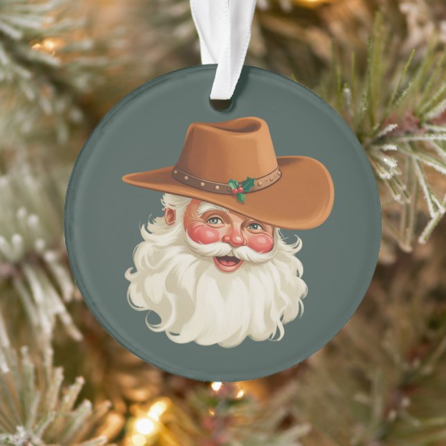 Adorno Cowboy Vintage Santa Funny Retro Western (Árbol)
