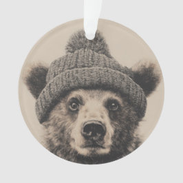 Adorno Cozy Bear in Beanie - Cute Winter Animal