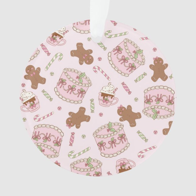 Adorno Cozy Pink Pastel Cake & Bow Christmas Apron (Anverso)