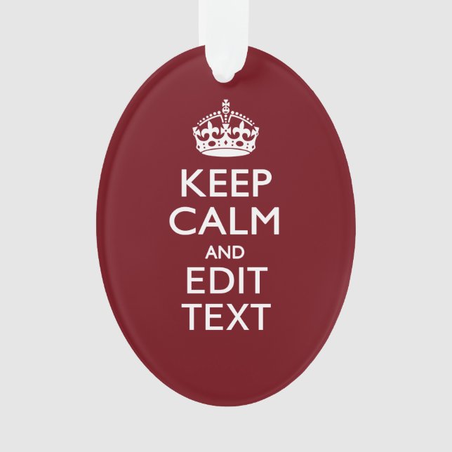 Adorno Cranberry Wine Burgundy Mantén la calma Ten Tu Tex (Anverso)