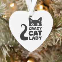 Crazy Cat Lady Heart Holiday Ornament