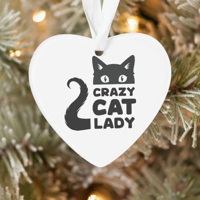 Adorno Crazy Cat Lady Heart Holiday Ornament (Árbol)