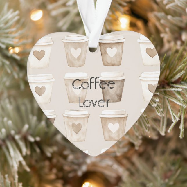 Adorno Cream Coffee Heart Cups Christmas (Árbol)