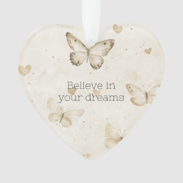 Adorno Cream Hearts Butterflies Christmas
