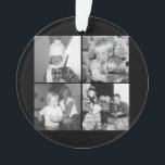 Adorno Crear una colección de Instagram con 4 fotos - Neg<br><div class="desc">Utiliza cuatro fotos cuadradas para crear un regalo único y personal. Si necesita ajustar las imágenes,  haga clic en la herramienta personalizar para realizar cambios. Agregar texto personalizado y cambiar el año en la parte posterior para hacerlo más personalizado</div>