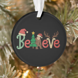 Adorno Cree en Bigfoot Sasquatch Santa Reno Cielo Navidad