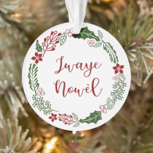 Adorno Criollo haitiano Feliz Navidad Wreath Jwaye Nowèle