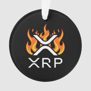 Adorno Criptomoneda XRP Cripto Naranjas Llamas Fuego Derr
