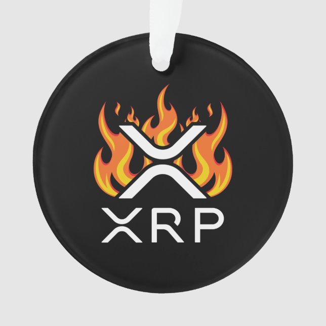 Adorno Criptomoneda XRP Cripto Naranjas Llamas Fuego Derr (Anverso)