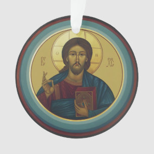 Adorno Cristo Pantocrátor bizantino Arte de mosaico redon