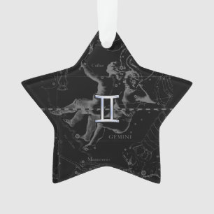 Adorno Cromo plateado como Rótulo Gemini Zodiac en Heveli