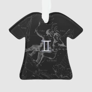 Adorno Cromo plateado como Rótulo Gemini Zodiac en Heveli