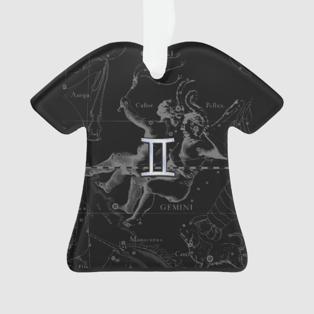 Adorno Cromo plateado como Rótulo Gemini Zodiac en Heveli (Anverso)