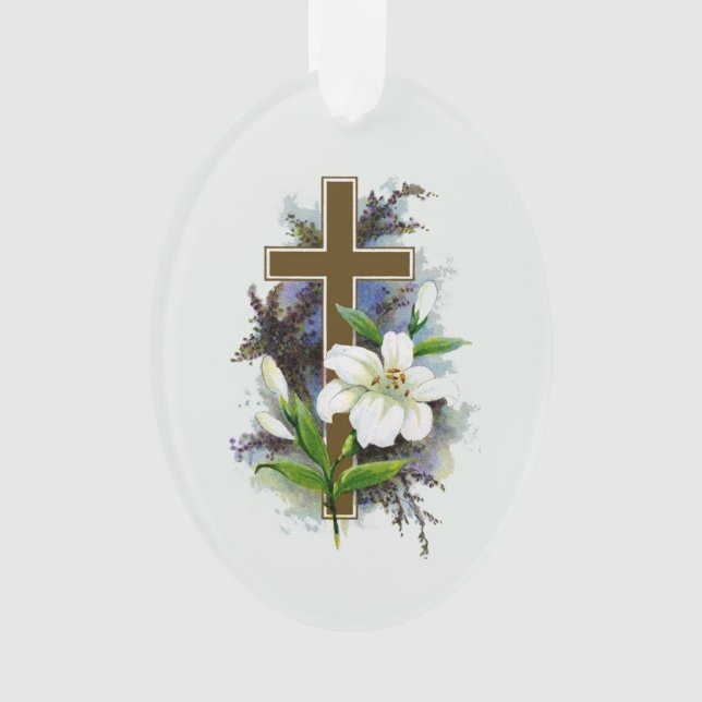 Adorno Cruz cristiana dorada (Anverso)