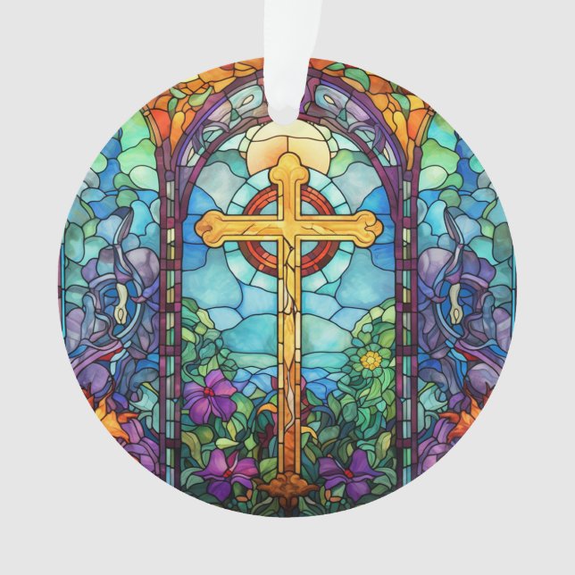 Adorno Cruz de vidrio manchado (Anverso)