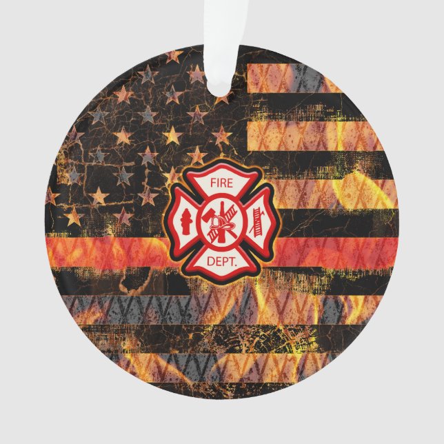 Adorno Cruz y llamas del bombero (Anverso)