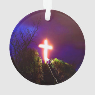 Adorno Cruza brillante de noche que Dios ama