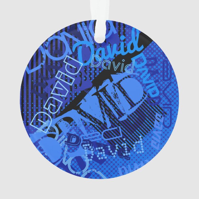 Adorno Cualquier Personalizable de nombre con azul creati (Reverso)