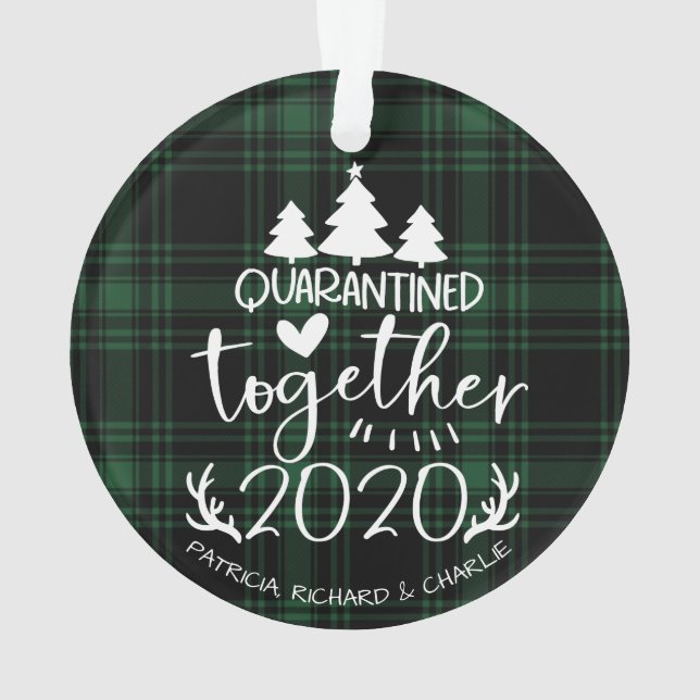 Adorno Cuarentados Juntos Navidades Cute Covid Green (Reverso)