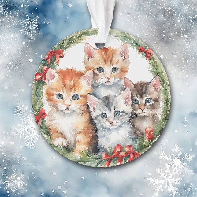 Adorno Cuatro Navidades de gatitos cortos veneran niños (Subido por el creador)