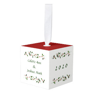 Adorno Cúbico 1.ᵉʳ Navidades casados Holly vacaciones rojas y ve