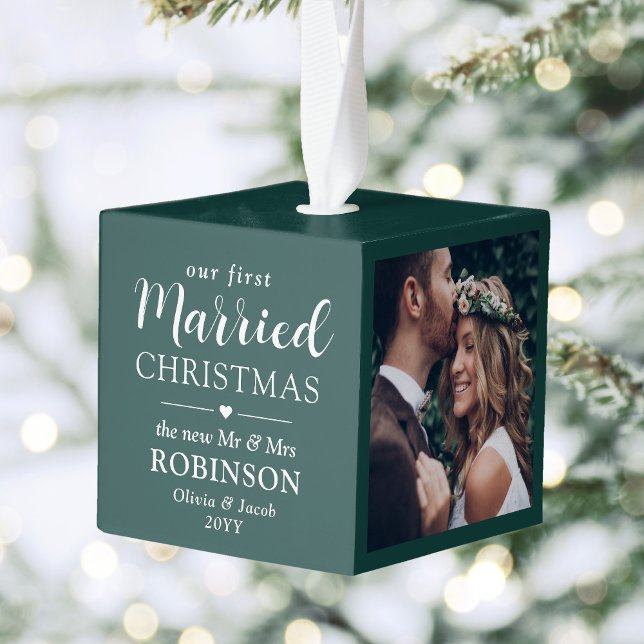 Adorno Cúbico 3.ᵉʳ Navidades casados recién casados Green (Subido por el creador)