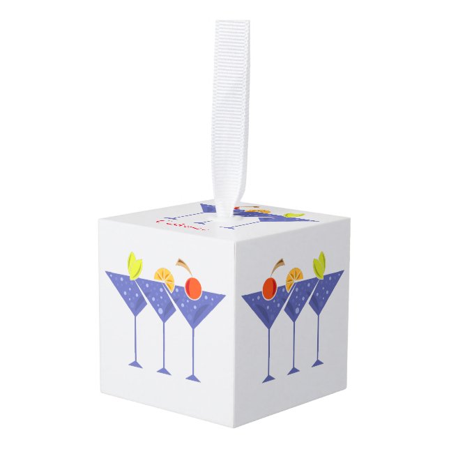 Adorno Cúbico 3 Martini Cocktails Thunder_Cove (Anverso en perspectiva)