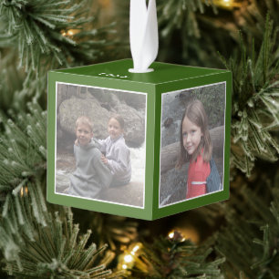 Adorno Cúbico 4 fotos más año - mínimo frontera verde