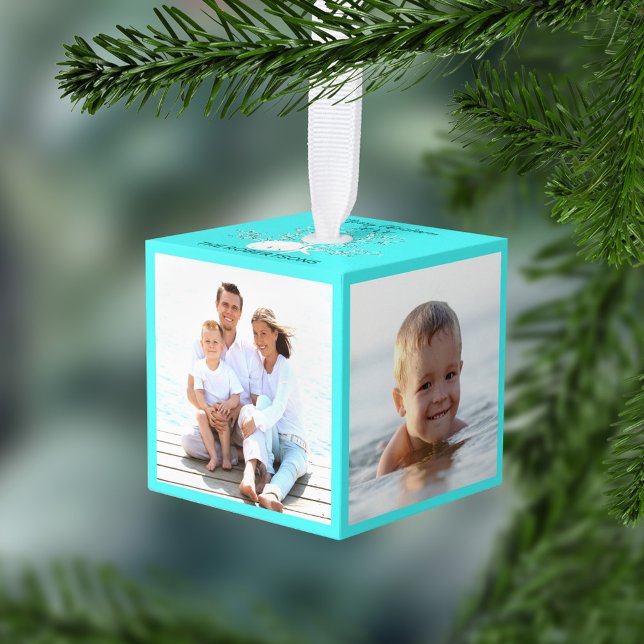 Adorno Cúbico 4 Navidades de playa familiares personalizados (Subido por el creador)