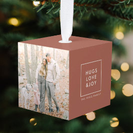 Adorno Cúbico Abrazos Amor y Alegría | Terracota quemada Naranja