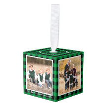 Abuelos Green Plaid 4 Navidades de fotografía