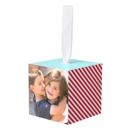 Adorno Cúbico Aldea Navideña Feliz Foto Personalizada
