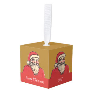 Adorno Cúbico Alegre Papá Noel con tu texto