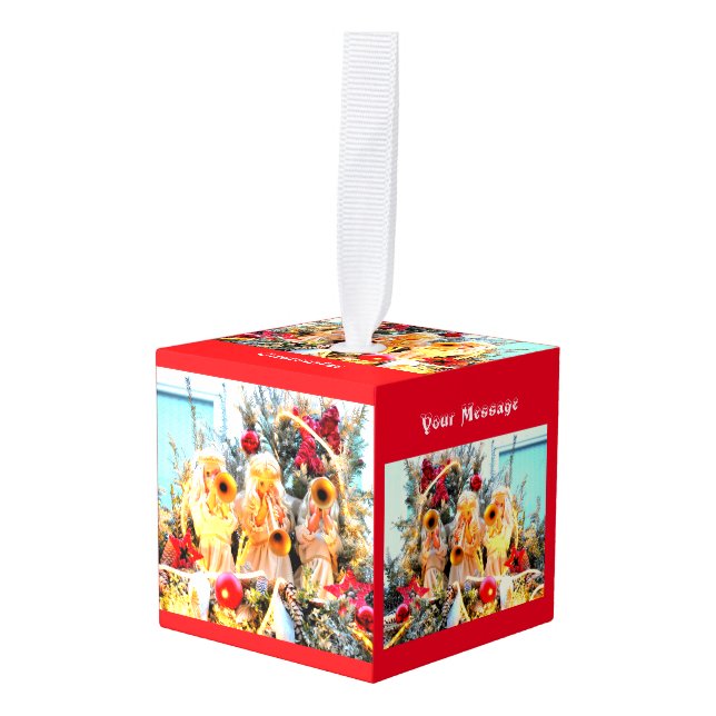 Adorno Cúbico alegres ángeles de navidad (Anverso en perspectiva)