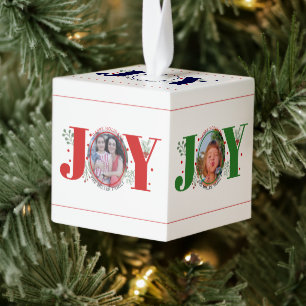 Adorno Cúbico Alegría y bayas Navidades de Happy Holidays