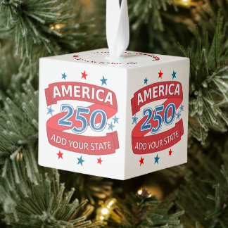 Adorno Cúbico America 250 Add State 250th Patriotic Keepsake