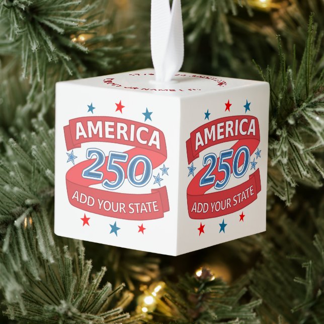 Adorno Cúbico America 250 Add State 250th Patriotic Keepsake (Árbol)